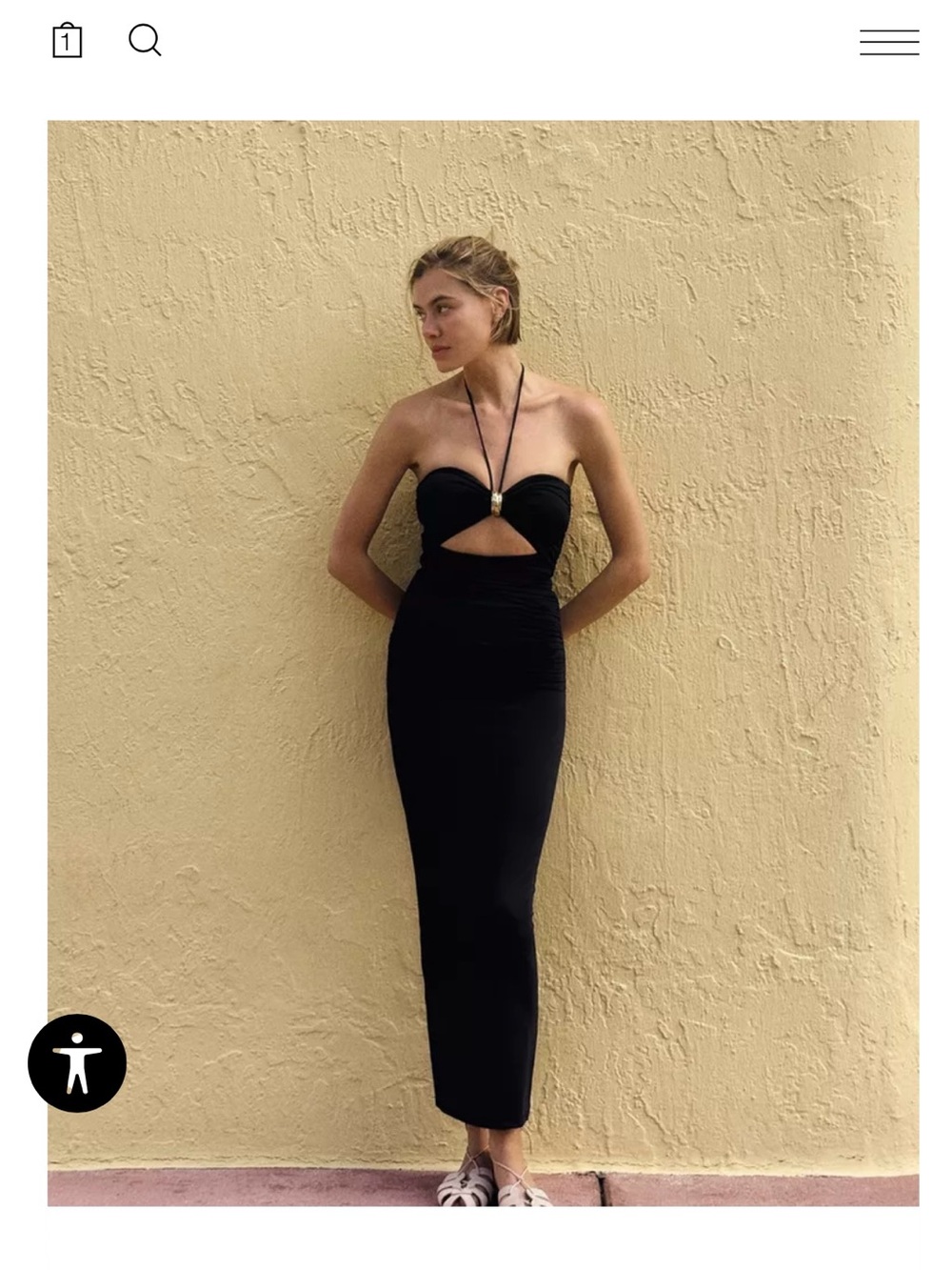 Zara Strapless Black Cutout Midi Dress